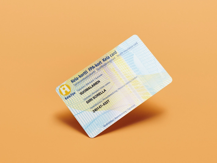 A plastic card with personal information. - Kela & Work in Finland